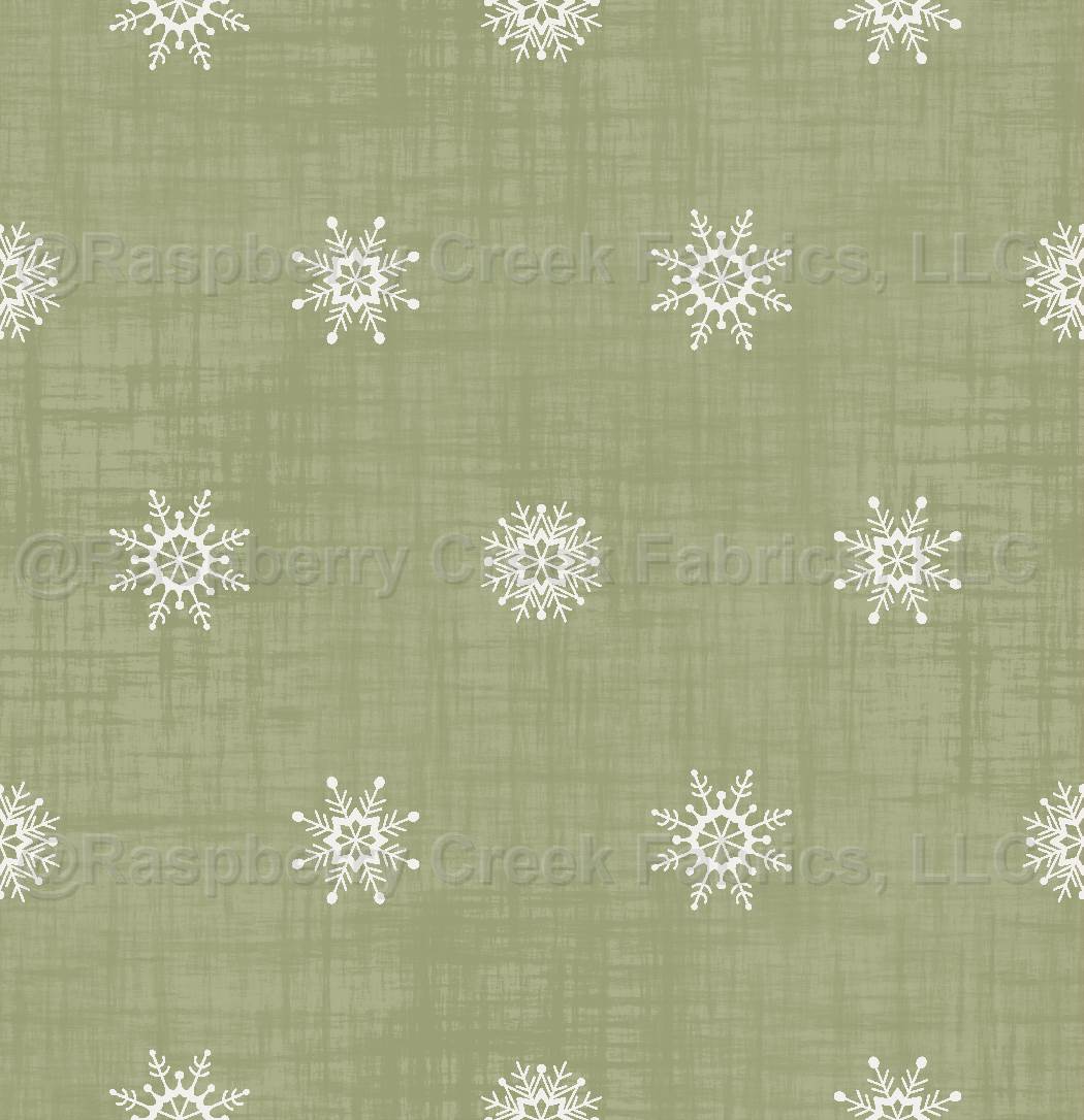 Feeling Jolly Snowflakes Green Fabric, Raspberry Creek Fabrics