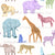 Africa, Animals, zoo, zebra, blue, boys, elephant, giraffe, girls, hand drawn, kids, lion, multicolored, pink, purple, rainbow, rhino, studios, white, yellow Image