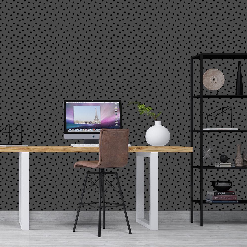 Modern Polka Dots 2 on Dark Gray