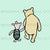 Classic Winnie the Pooh and Piglet Panel on Pale Mint Green Polkadots Image