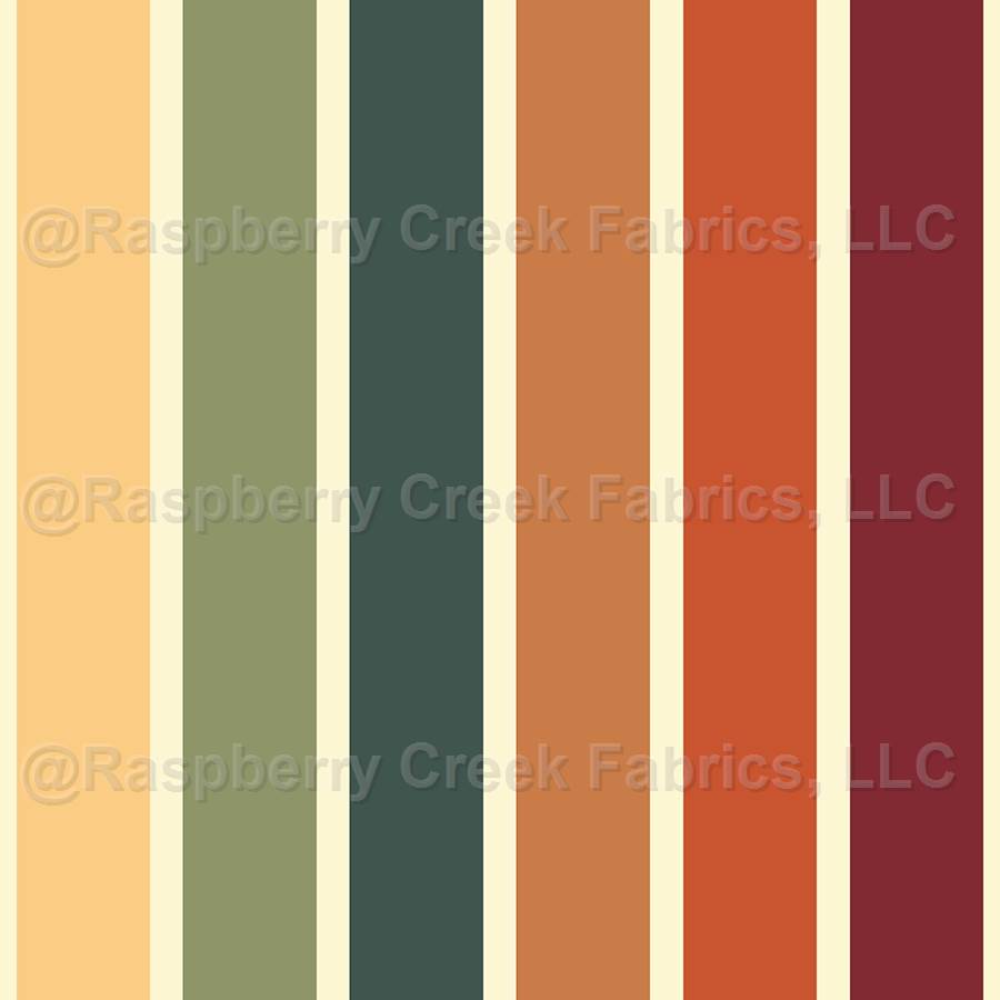 Retro Double Vertical Stripe, Yellow Green Orange and Red, Space Dinos Collection