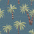 Retro Oasis Palms Mid Century Tropical Desert Trees on Denim Blue Wallpaper Image