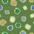 A Retro Love Flowers Collection Design of Abstract Green Dots of Retro Style Royal Blue, Green, Pale Salmon, Orange and Lavender Flowers on a Green Background Image