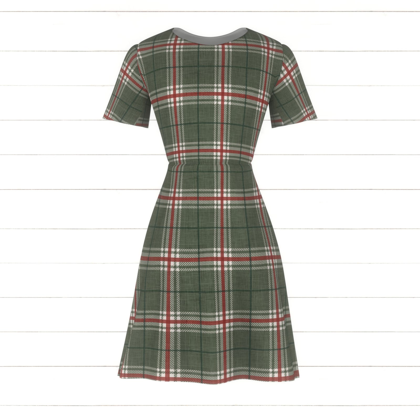 Christmas Faux Flannel Plaid Mistletoe
