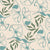 Line art teal wild poppies and leaves on a light beige background. Image