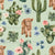 Boho Baby Highland Cow and Desert Cactus Floral on Jade Green Image