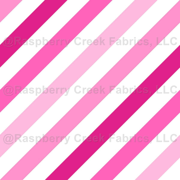 Hot Pink Diagonal Stripes - Raspberry Creek Fabrics
