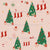 Pink Blush Green Red and White Vintage Christmas Trees with Stockings Image