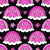 Pink Grumpy Cats in Rainbow Clouds on Black Image