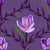 Painterly purple crocus flowers on an ogee layout on a dark moody purple background Image