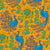 Asian blue peacocks on curry yellow background Image