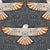 Falcons in Flight Orange Cream and Dark Deep Gray Folk Art Deco Line Image