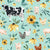 Sunflower Cow Farm Animal Floral on Blue Image