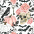 October Moon Gothic Halloween Pumpkin Floral on White Image