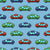 Colorful Toy Pixelated Video Game Cars on Dark Sky Blue Image