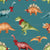 Colorful Winter Dinos on Blue Image