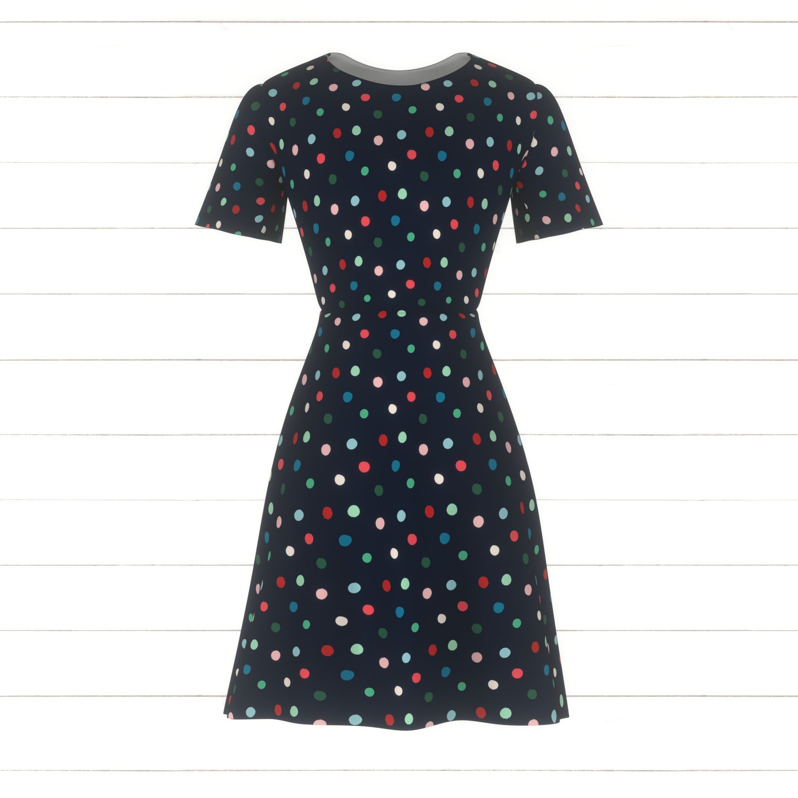 All I Want for Christmas Dot Multi Navy Fabric, Raspberry Creek Fabrics, watermarked