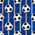 Team Spirit Soccer Balls and Stripes on Blue Image