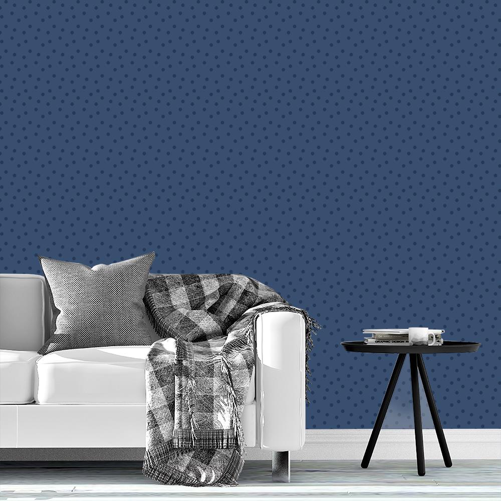 Modern Polka Dots 2 on Dark Blue