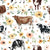 Watercolor Cows and Flowers on White Image