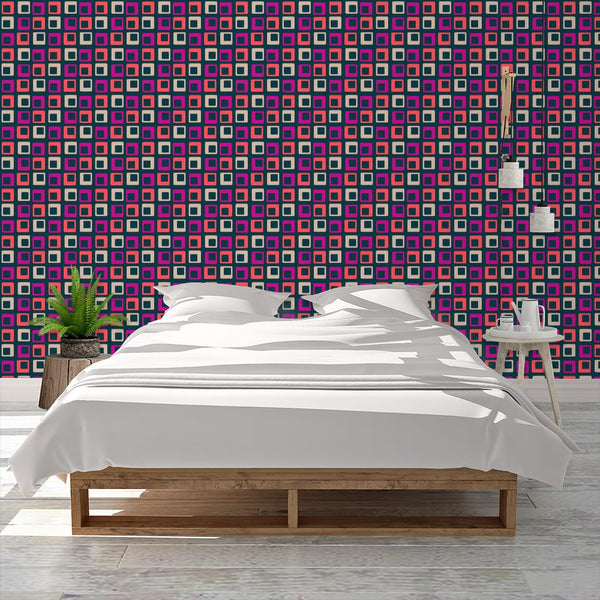 Bauhaus, Retro Style, Vintage, Colorful Squares, Navy Blue Background ...