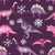 Pink and Purple Winter Dinosaurs and Snowflakes on Dark Purple Image