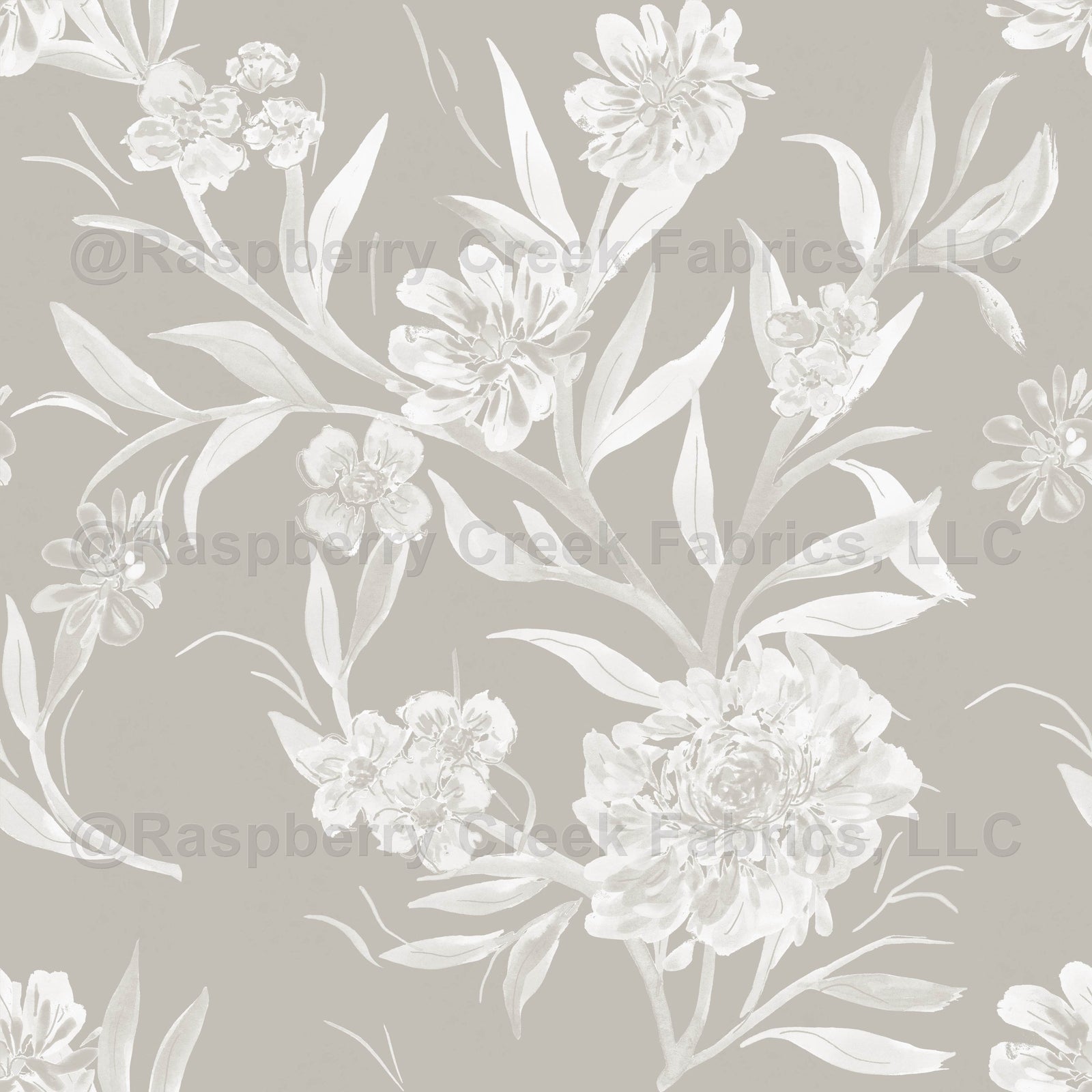 Tree Flowers in Greige by Lisee Ree | climbing floral motif for wallpaper