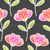 Cute Peach Pink and Deep Gray Watercolor White Doodle Crocus Flowers Image