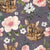 Vintage Spring Baby Deer Floral on Purple Image