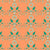 Pattern of leaves and petals. Green pattern on orange background Image