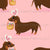 Easterweenie Wiener dog with easter basket on a baby pink background - easter egg sausage dog Image