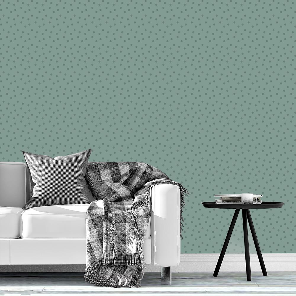 Modern Polka Dots 2 on Light Gray-Green