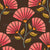 Dusty Tomato Red and Deep Brown Japanese Fan Flowers Dark Watercolor Wallpaper Image