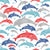 Nautical Nursery Diving Dolphins Red Blue Image
