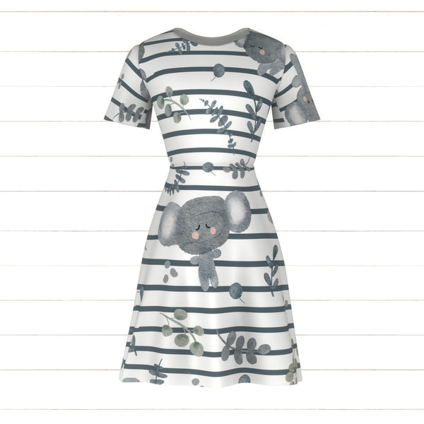 Koala Bears Navy Stripes - Raspberry Creek Fabrics