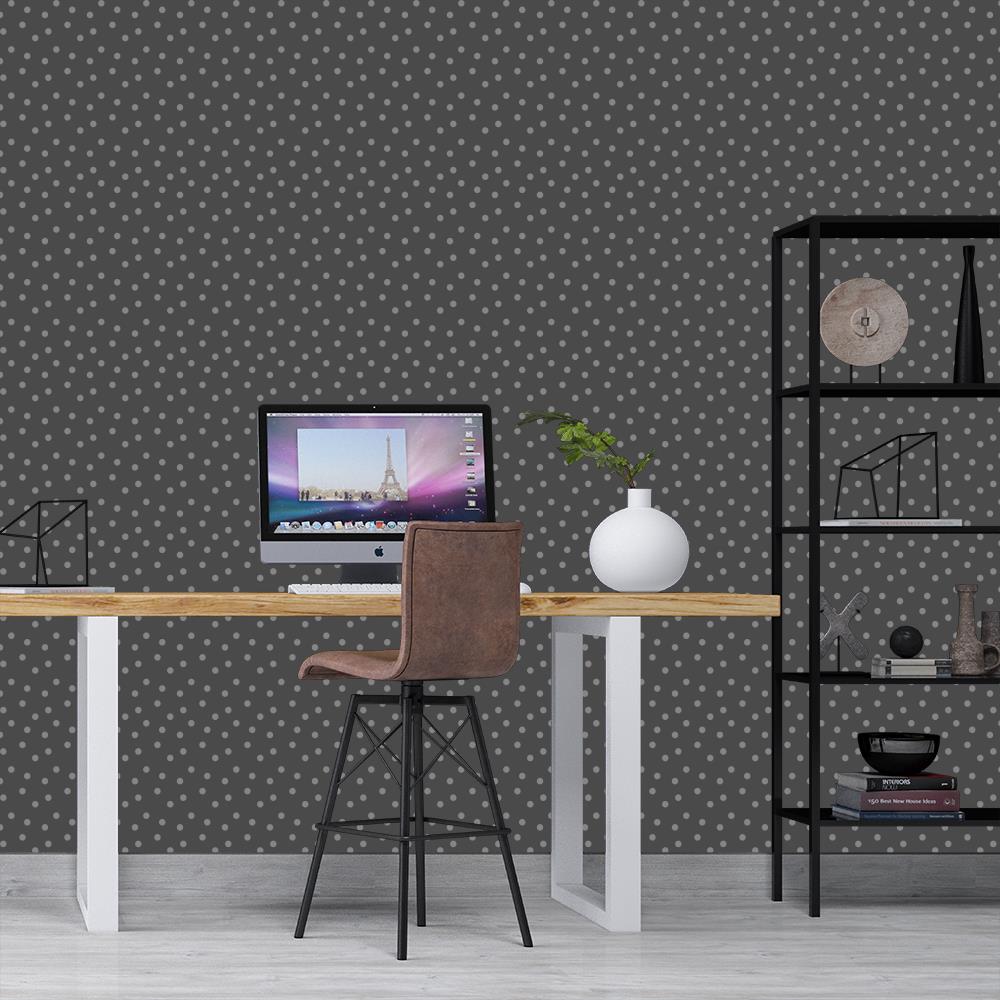 Modern Polka Dots on Dark Gray