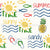 Summer motif, composed of sun, water, fish, flip flops, pineapple in yellow, red, blue and green from SUMMER TIME collection Image