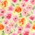 Watercolor Floral Garden with Pink and Orange Roses Spring Meadow Flowers Butter Yellow Image