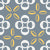 Large grey blue holed dots with yellow stars diagonal art deco style. Understated elegance with ornamental charm. The muted, elegant color palette lends a timeless and refined appearance. For modern interiors, textiles and wallpapers. Image