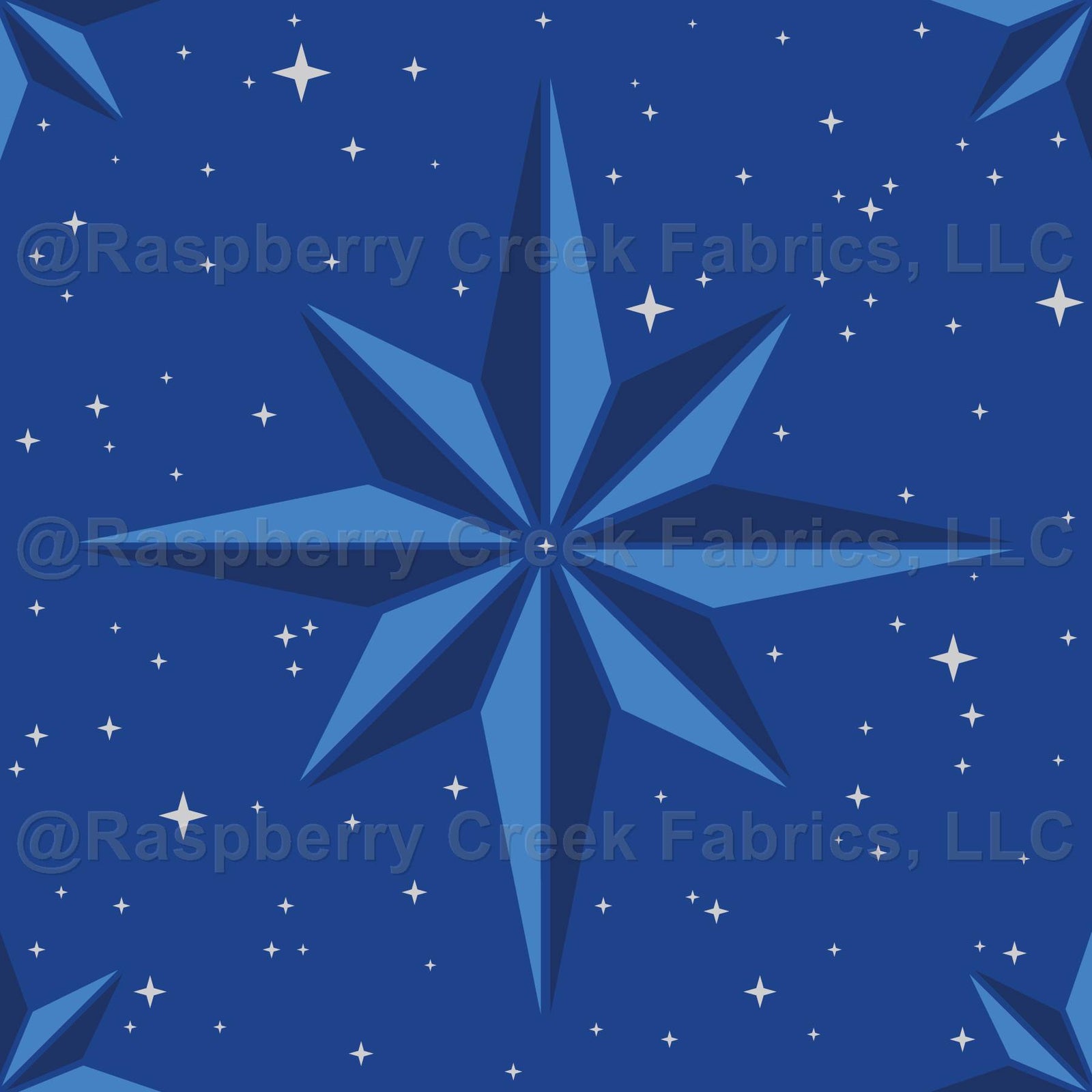 NorthStar Christmas Collection – Royal Blue with Dark Blue North Star Design – Blue on Blue