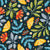 Bright Rainbow Multicolored Moths and Dark Navy Black Midnight Garden Image
