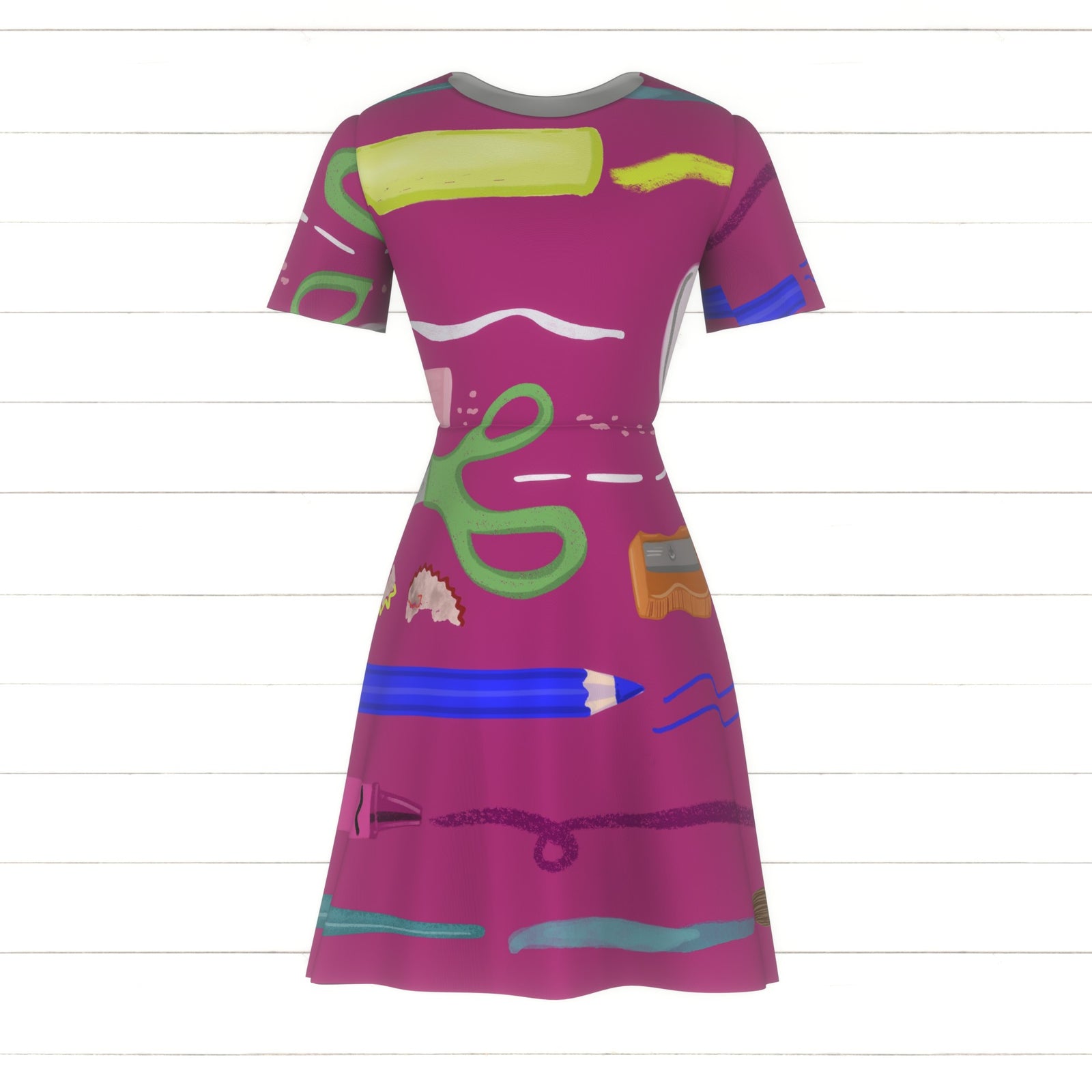 Magenta, school supply, stripe, scissors, crayon, glue, eraser, colored pencil, teachers, girls, kids, back to school, school