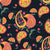 Hand Painted Gouache Bright Floral Paisley on Black Image