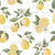 Watercolor Lemons and Citrus Blossoms Wallpaper in Yellow, Sunshine & Lemons by JuneyB Design Image