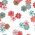 Clusters of tangle-style flowers in Christmas red, green, and white are scattered on a white background and the flowers look like Christmas candies. Image
