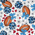 Footballs and Cheer Bows in Blue Navy and Red Image
