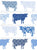 bright french blue cows: coastal chic, floral cows, cottagecore wallpaper, cottage farm Image