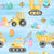 Watercolor Easter Bunny Construction Trucks Blue Brush Stroke Image