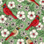 Red Cardinal Birds Floral in Green Image