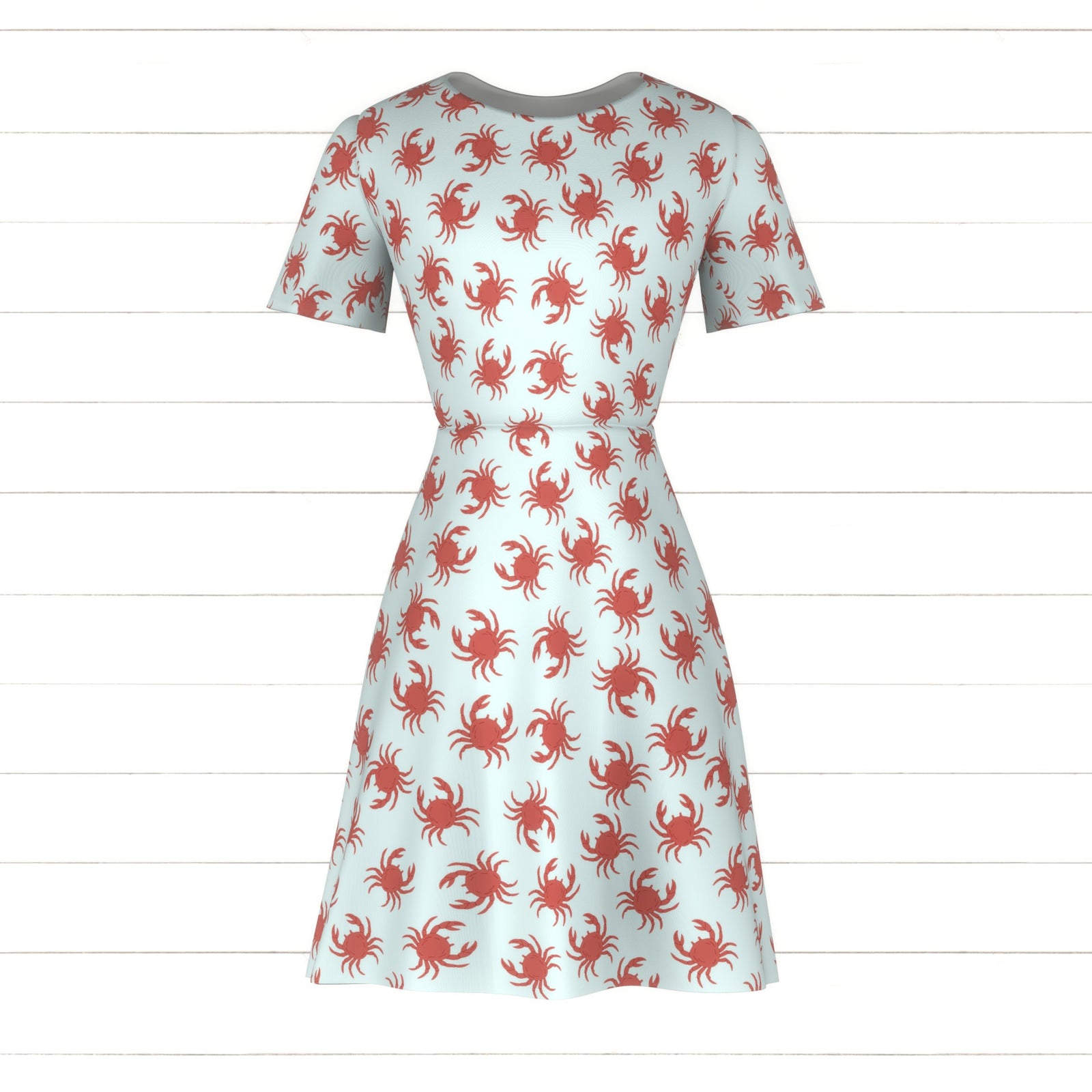 Light Mint Tonal Red Crabs Fabric, Beachy by Brittney Laidlaw